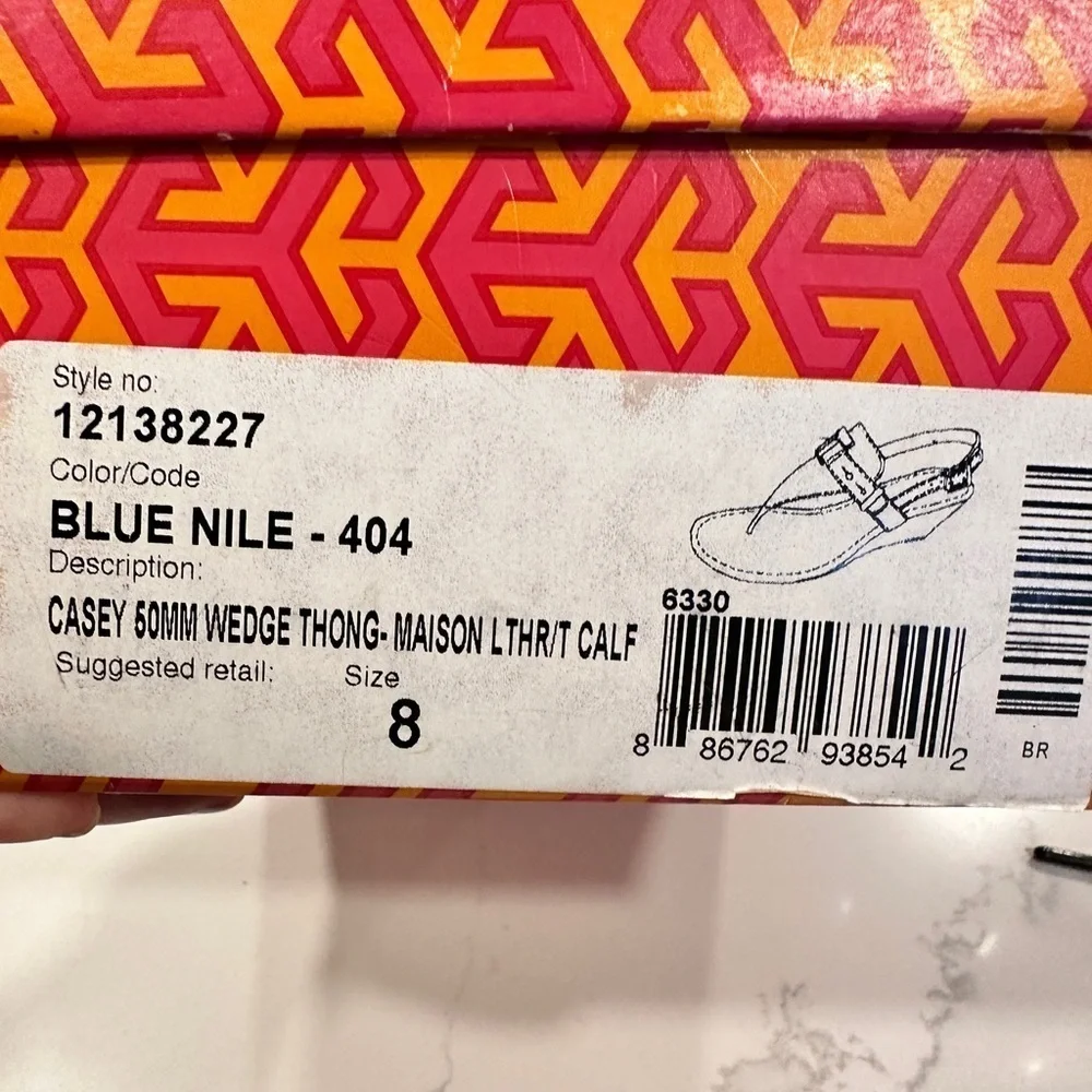 Tory Burch Royal Blue Casey Leather Sandals (Size 8)